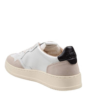 AUTRY MEDALIST LOW LEATHER AND SUEDE SNEAKERS, BLACK AND WHITE