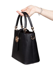 MARCO CASTELLI AGAPE LEATHER HANDBAG, BLACK