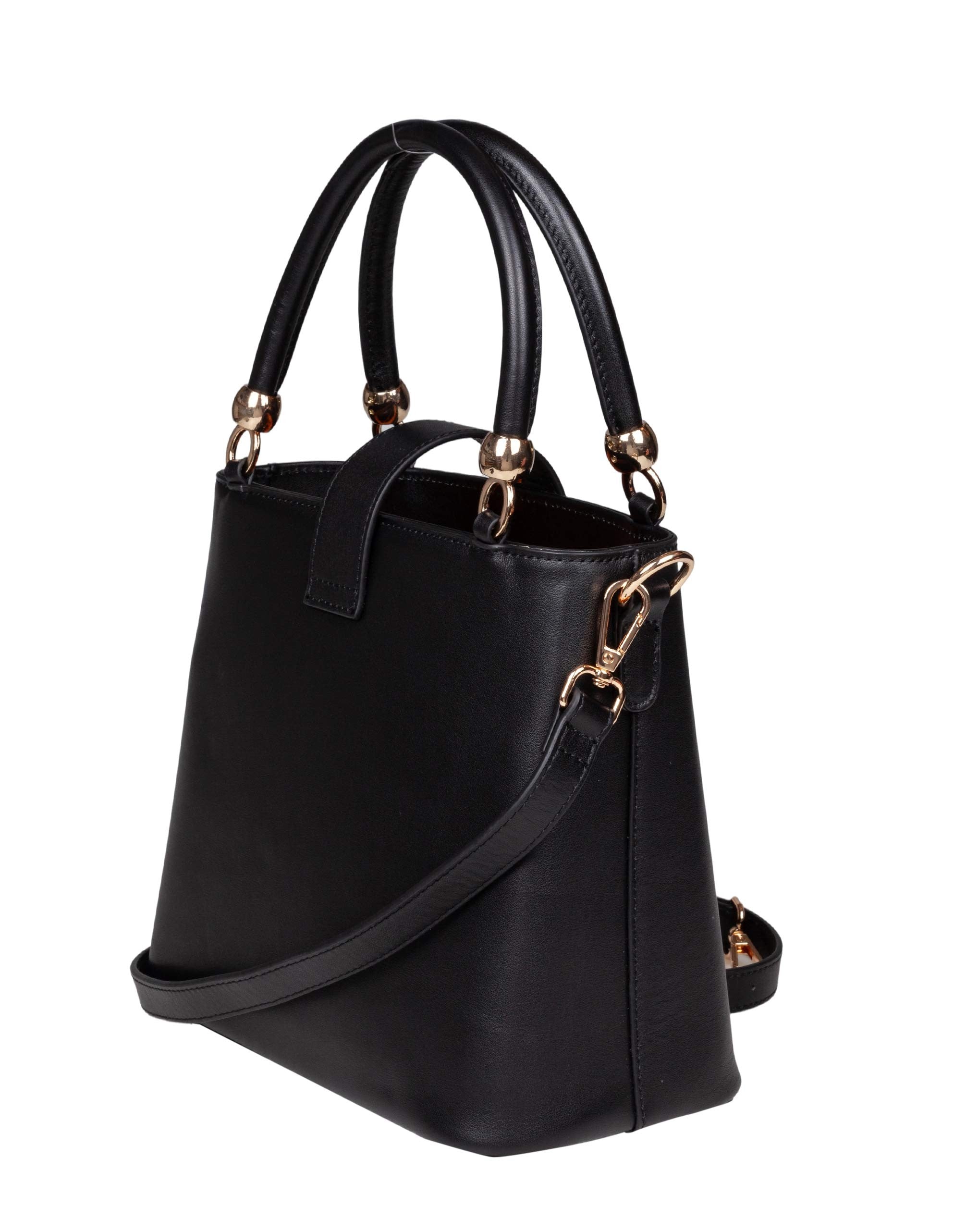 MARCO CASTELLI AGAPE LEATHER HANDBAG, BLACK