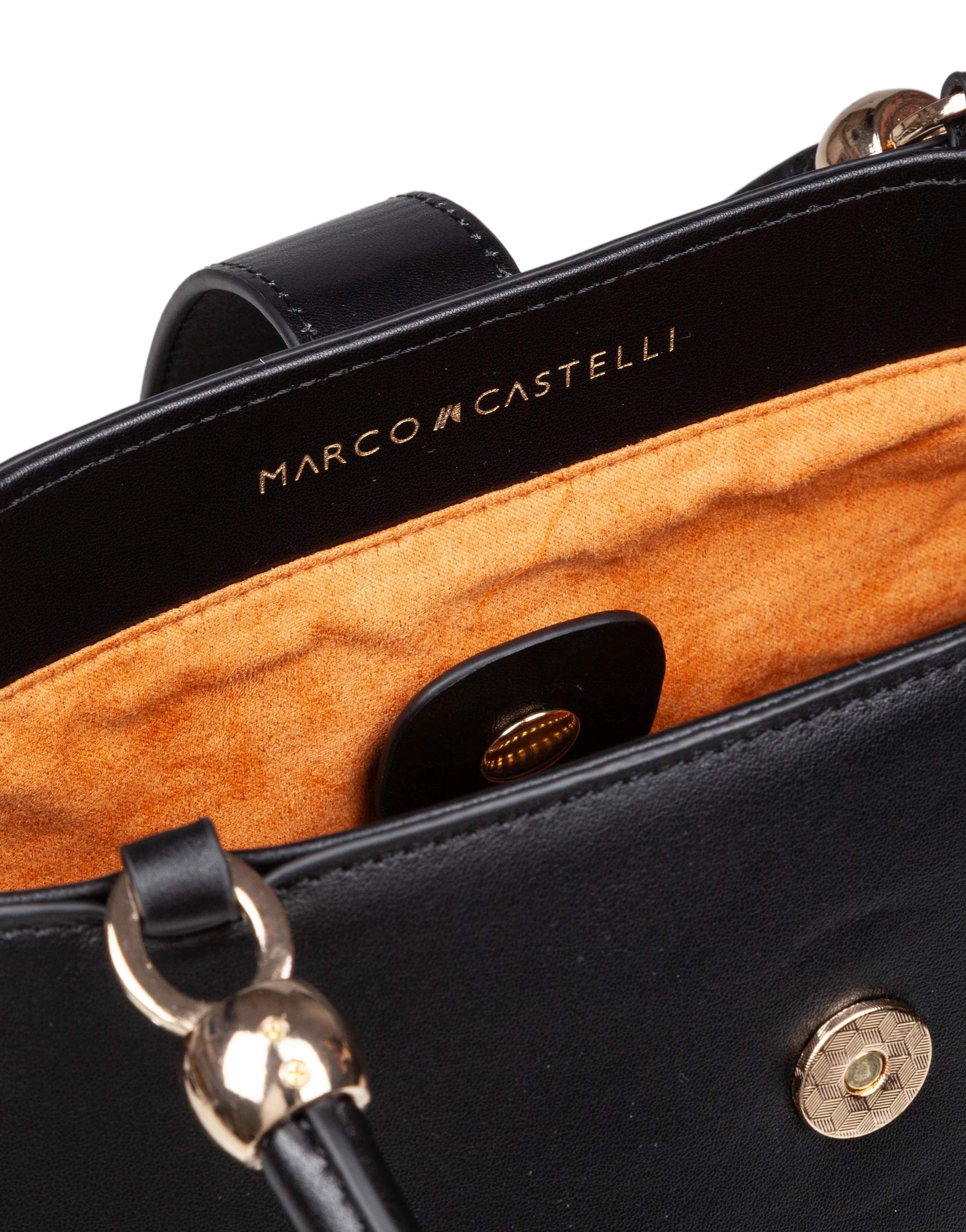 MARCO CASTELLI AGAPE LEATHER HANDBAG, BLACK