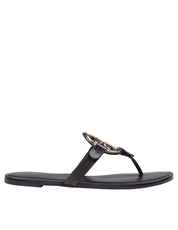 TORY BURCH METAL MILLER LEATHER FLIP-FLOPS, BLACK