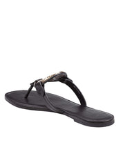 TORY BURCH METAL MILLER LEATHER FLIP-FLOPS, BLACK