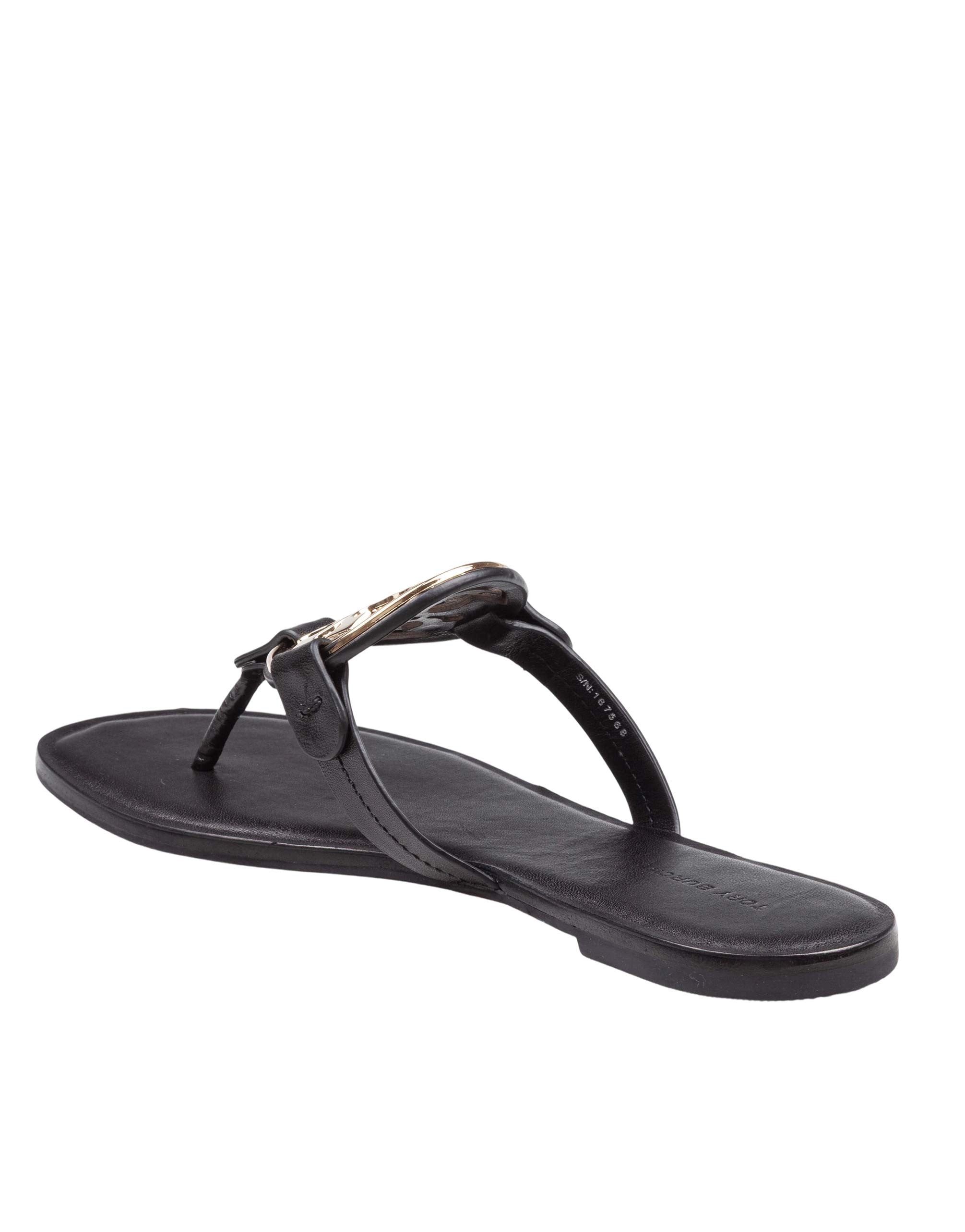 TORY BURCH METAL MILLER LEATHER FLIP-FLOPS, BLACK