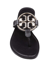 TORY BURCH METAL MILLER LEATHER FLIP-FLOPS, BLACK