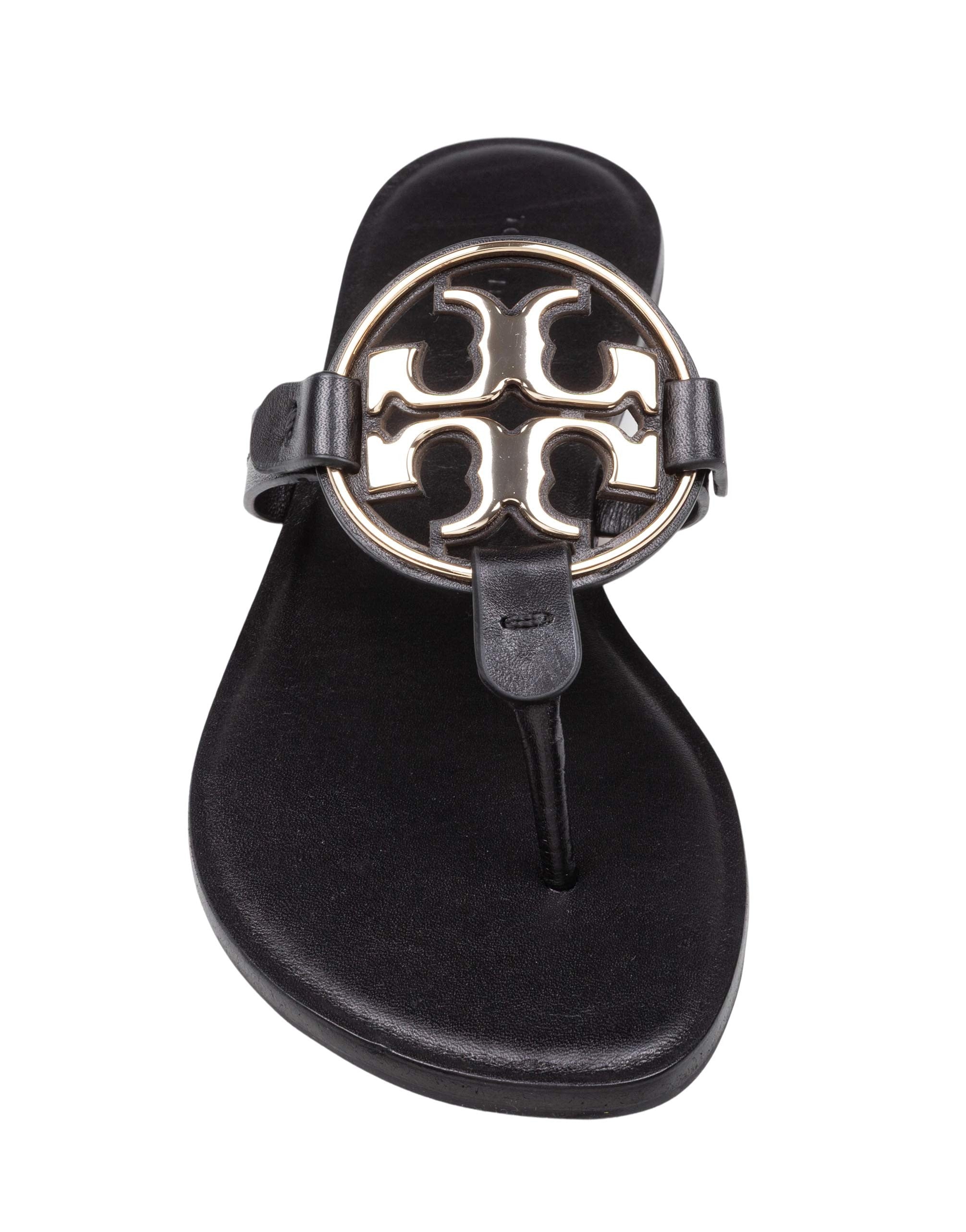 TORY BURCH METAL MILLER LEATHER FLIP-FLOPS, BLACK