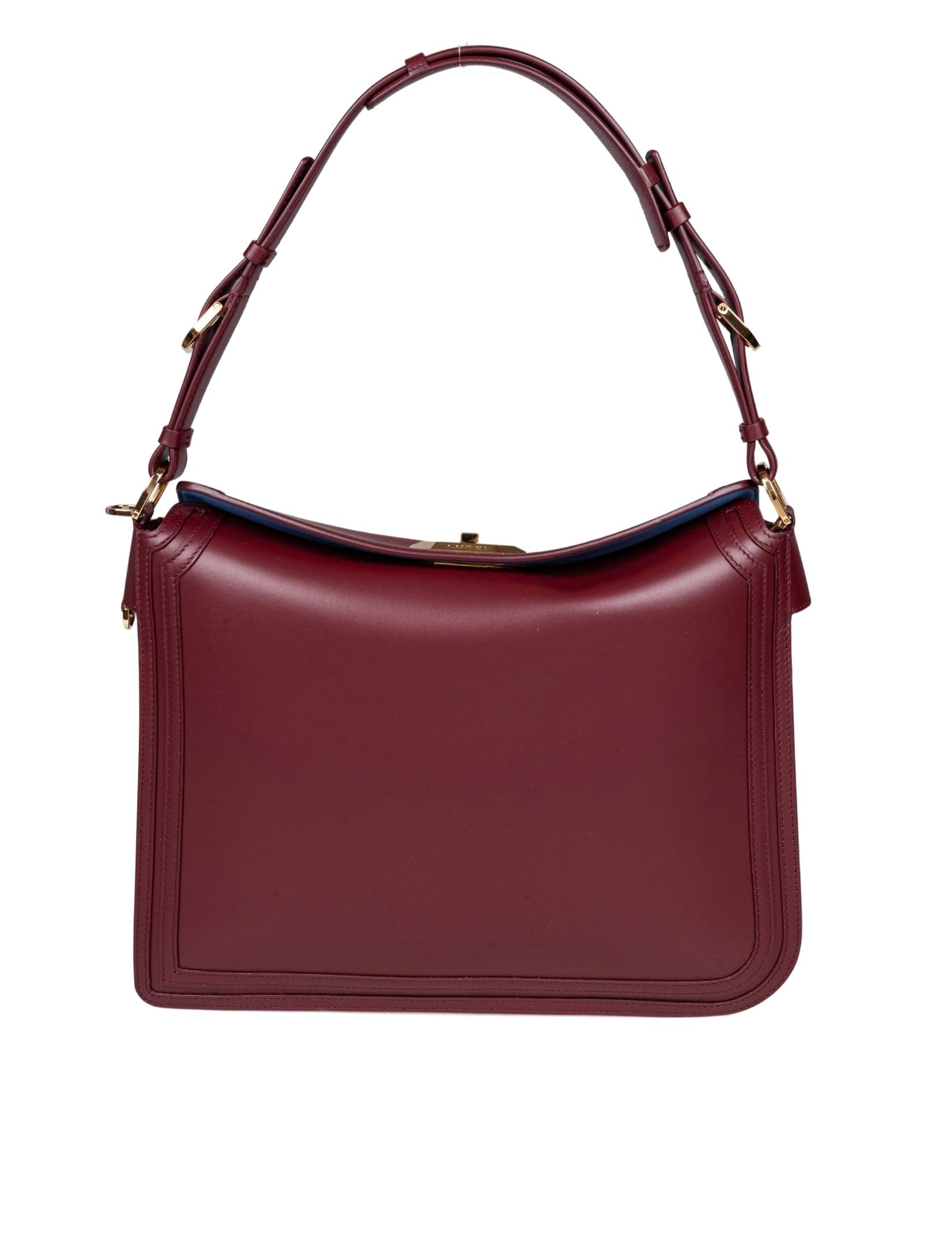 LANVIN COMPAGNON SHOULDER BAG IN BURGUNDY LEATHER