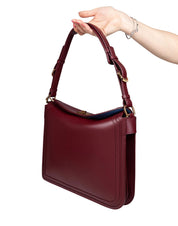 LANVIN COMPAGNON SHOULDER BAG IN BURGUNDY LEATHER