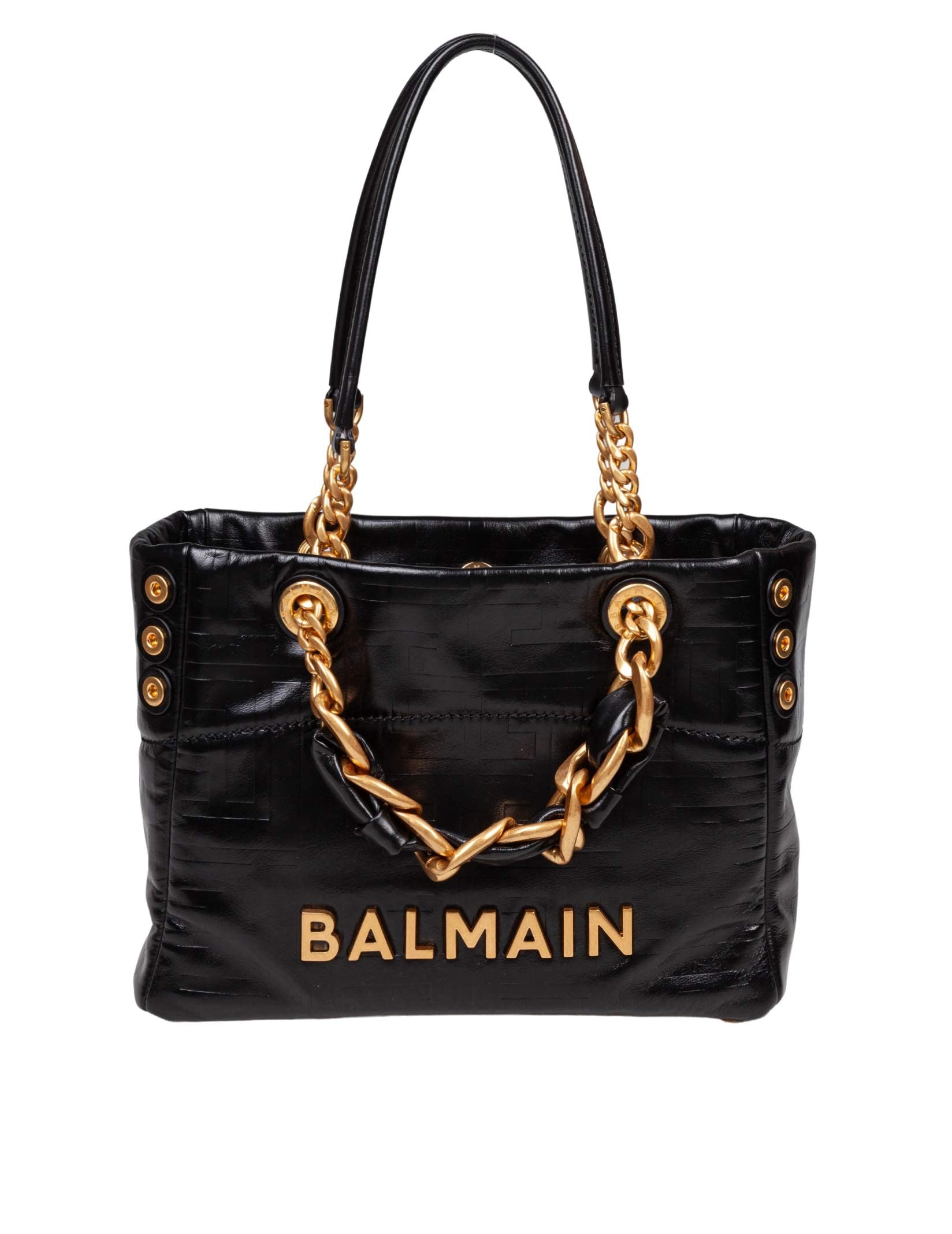 BALMAIN 1945 SOFT CABAS SMALL IN PELLE DI VITELLO COLORE NERO