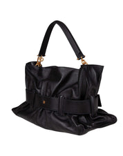 BALMAIN ANTHEM MEDIUM LEATHER HANDBAG, BLACK