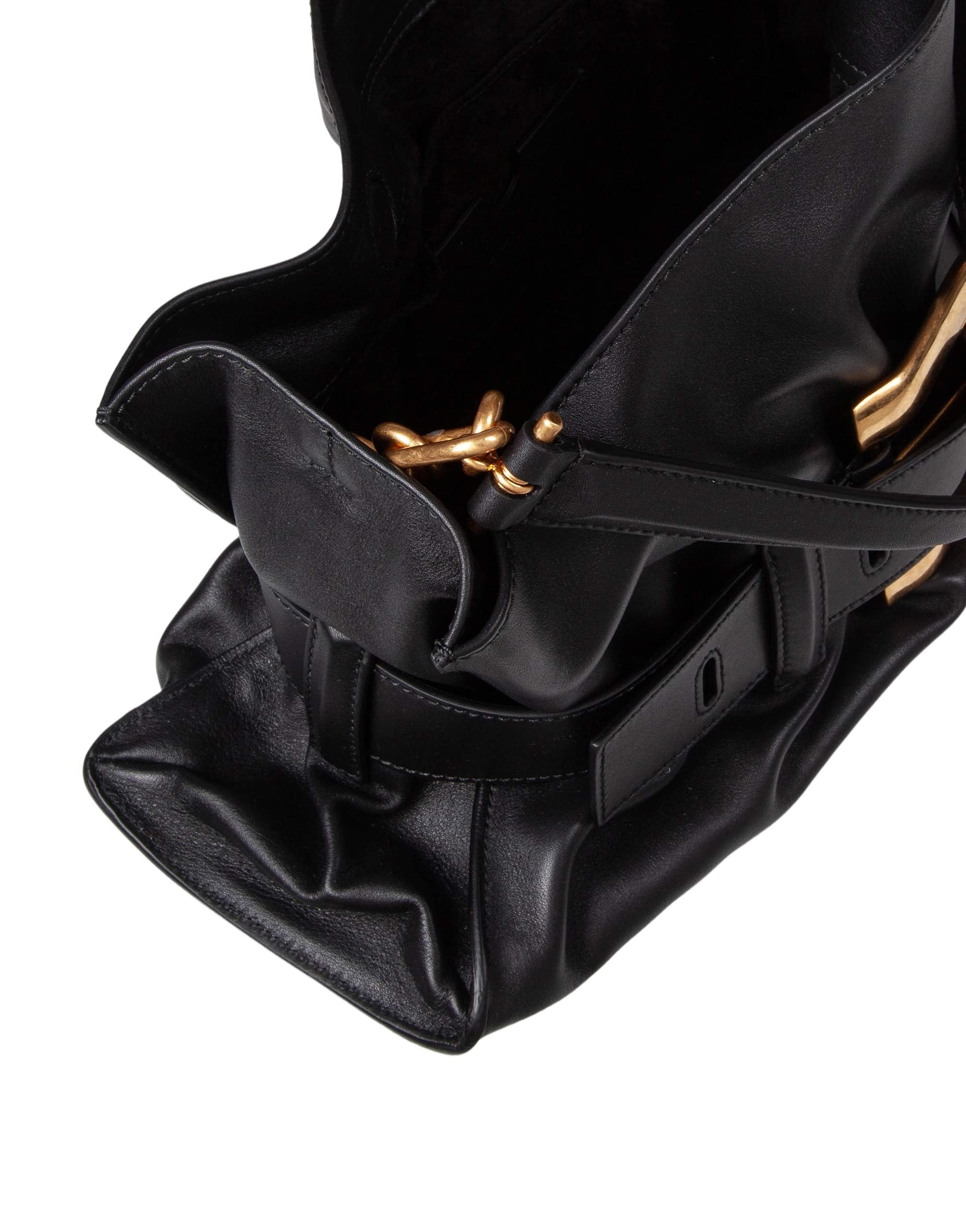BALMAIN ANTHEM MEDIUM LEATHER HANDBAG, BLACK