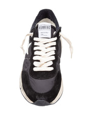 GOLDEN GOOSE SNEAKERS RUNNING SOLE IN CAMOSCIO COLORE NERO /BIANCO