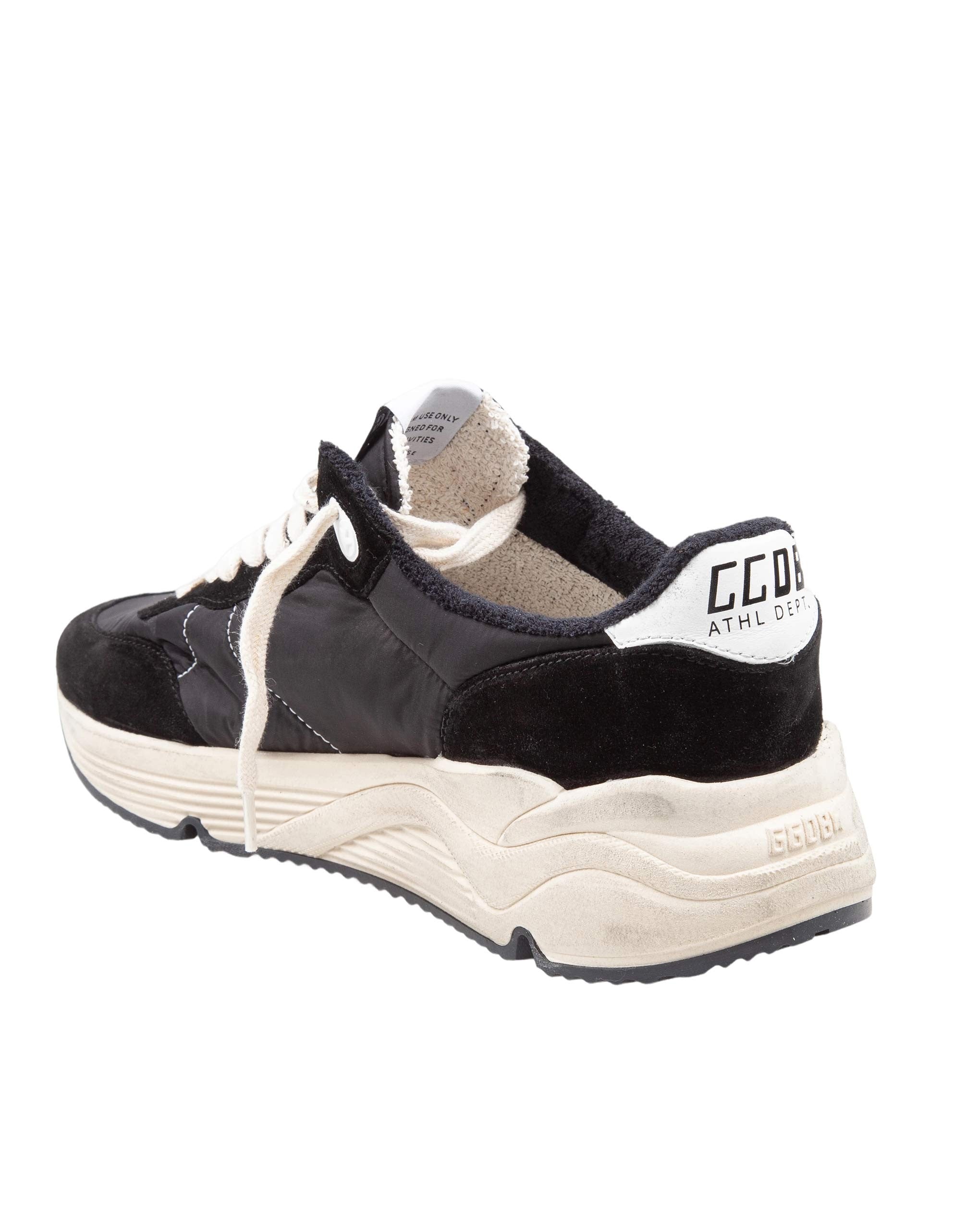 GOLDEN GOOSE SNEAKERS RUNNING SOLE IN CAMOSCIO COLORE NERO /BIANCO