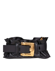 BALMAIN ANTHEM MINI LEATHER HANDBAG, BLACK