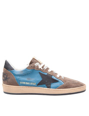 GOLDEN GOOSE BALLSTAR SUEDE SNEAKERS, GREY AND BLUE