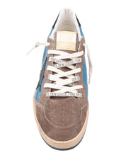 GOLDEN GOOSE BALLSTAR SUEDE SNEAKERS, GREY AND BLUE