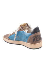 GOLDEN GOOSE BALLSTAR SUEDE SNEAKERS, GREY AND BLUE