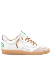 GOLDEN GOOSE BALLSTAR SNEAKERS IN LEATHER AND SUEDE, WHITE AND BEIGE