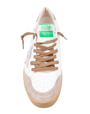 GOLDEN GOOSE BALLSTAR SNEAKERS IN LEATHER AND SUEDE, WHITE AND BEIGE