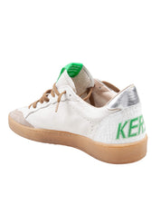GOLDEN GOOSE BALLSTAR SNEAKERS IN LEATHER AND SUEDE, WHITE AND BEIGE