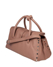 ZANELLATO DOTTA CENTAURO S HAMMERED LEATHER BAG IN BROWN RIBOLLA