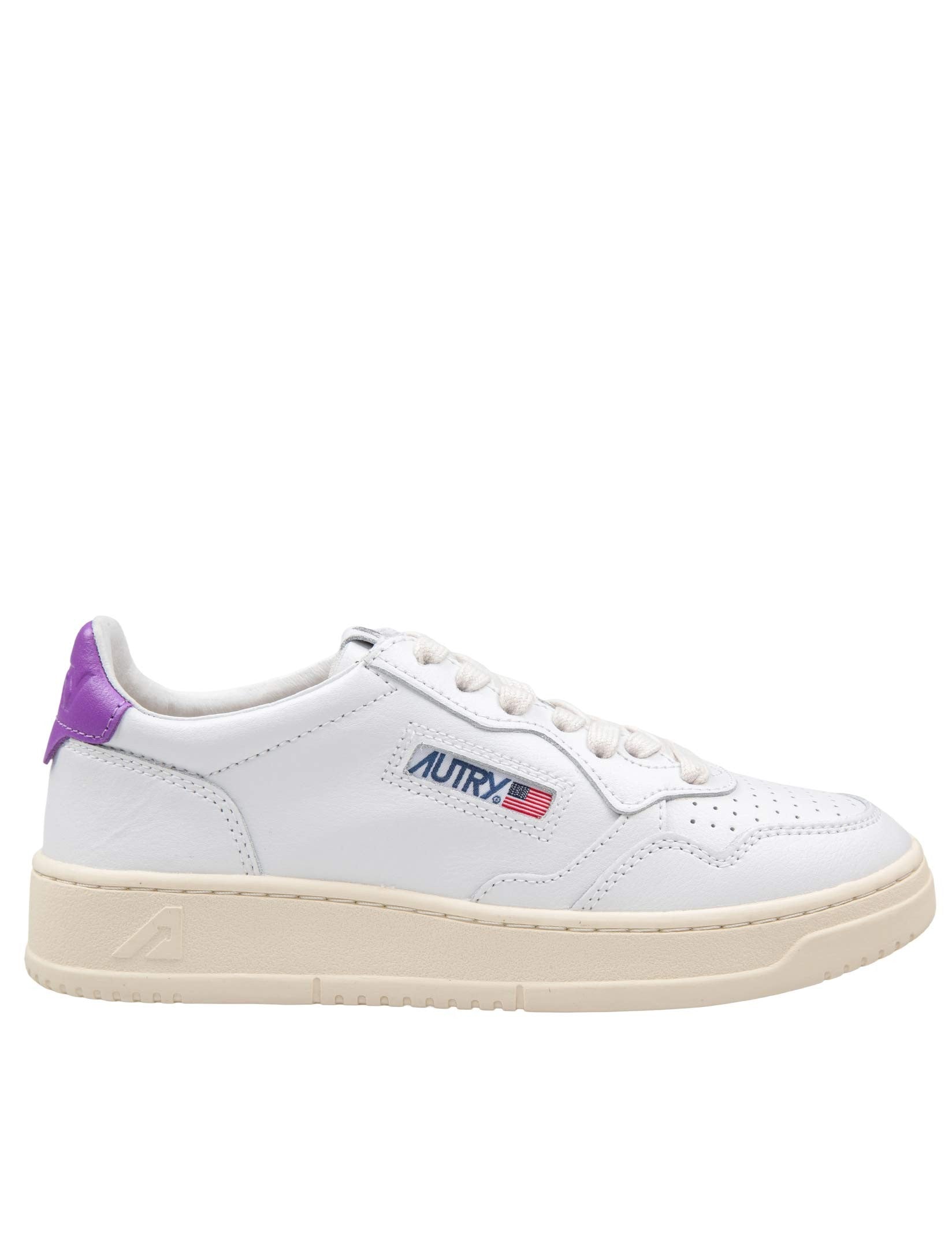AUTRY SNEAKERS MEDALIST LOW IN PELLE COLORE BIANCO E BERRY