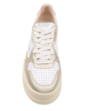 AUTRY LOW-TOP PLATFORM LEATHER SNEAKERS IN WHITE AND GOLD