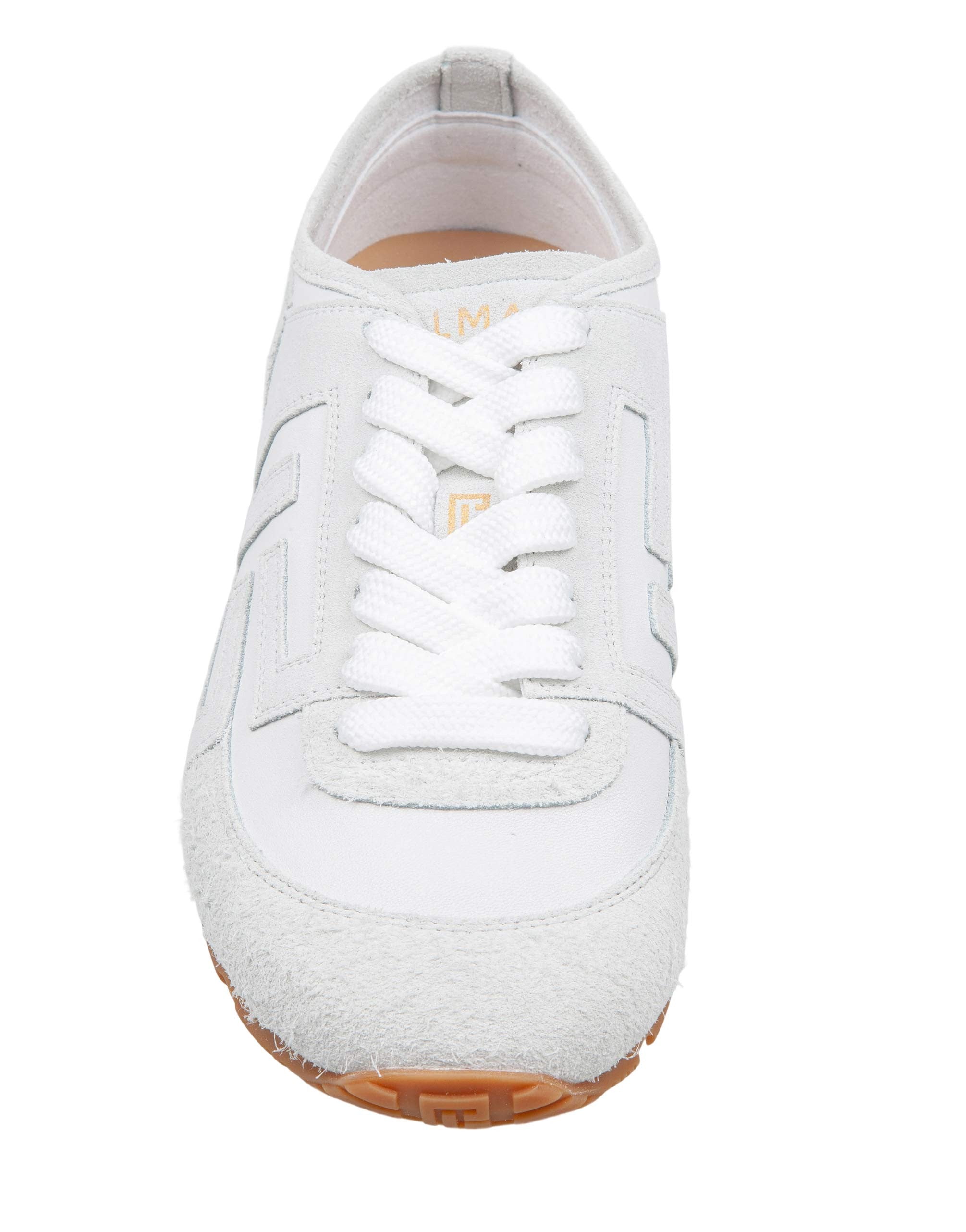 BALMAIN RACER 45 SUEDE SNEAKERS, WHITE