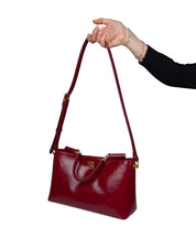 VITTORIA CALFSKIN HANDBAG, DARK RED