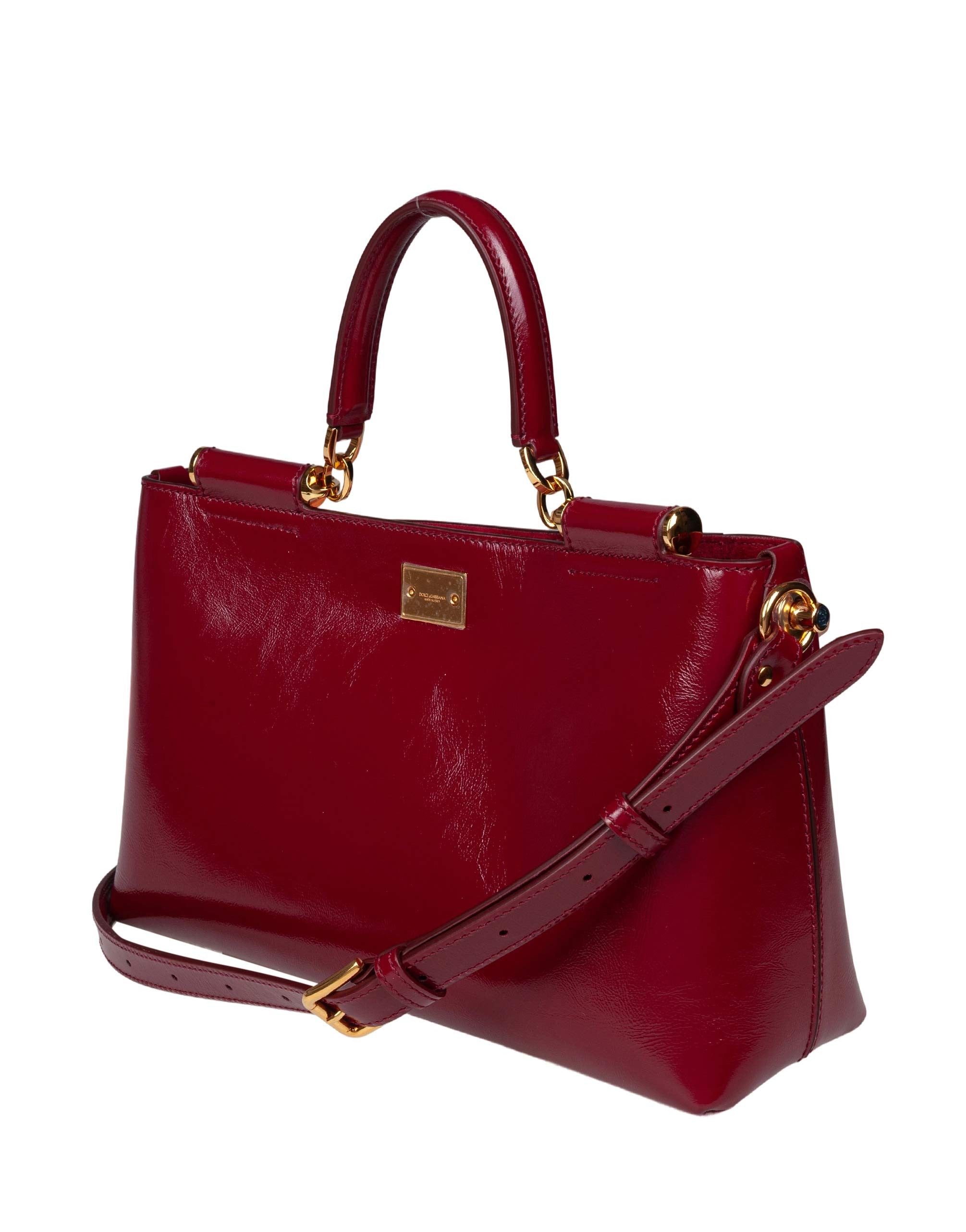 VITTORIA CALFSKIN HANDBAG, DARK RED
