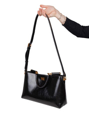 VITTORIA CALFSKIN HANDBAG, BLACK