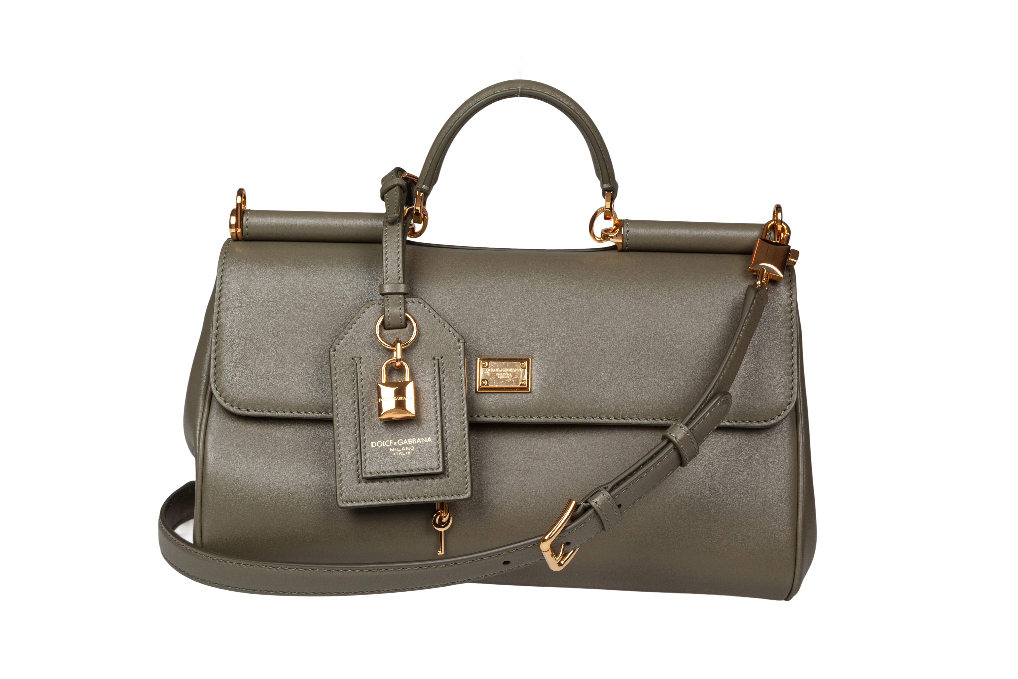 DOLCE & GABBANA VINTAGE MY SICILY CARAMEL LEATHER BAG