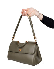 DOLCE & GABBANA VINTAGE MY SICILY CARAMEL LEATHER BAG