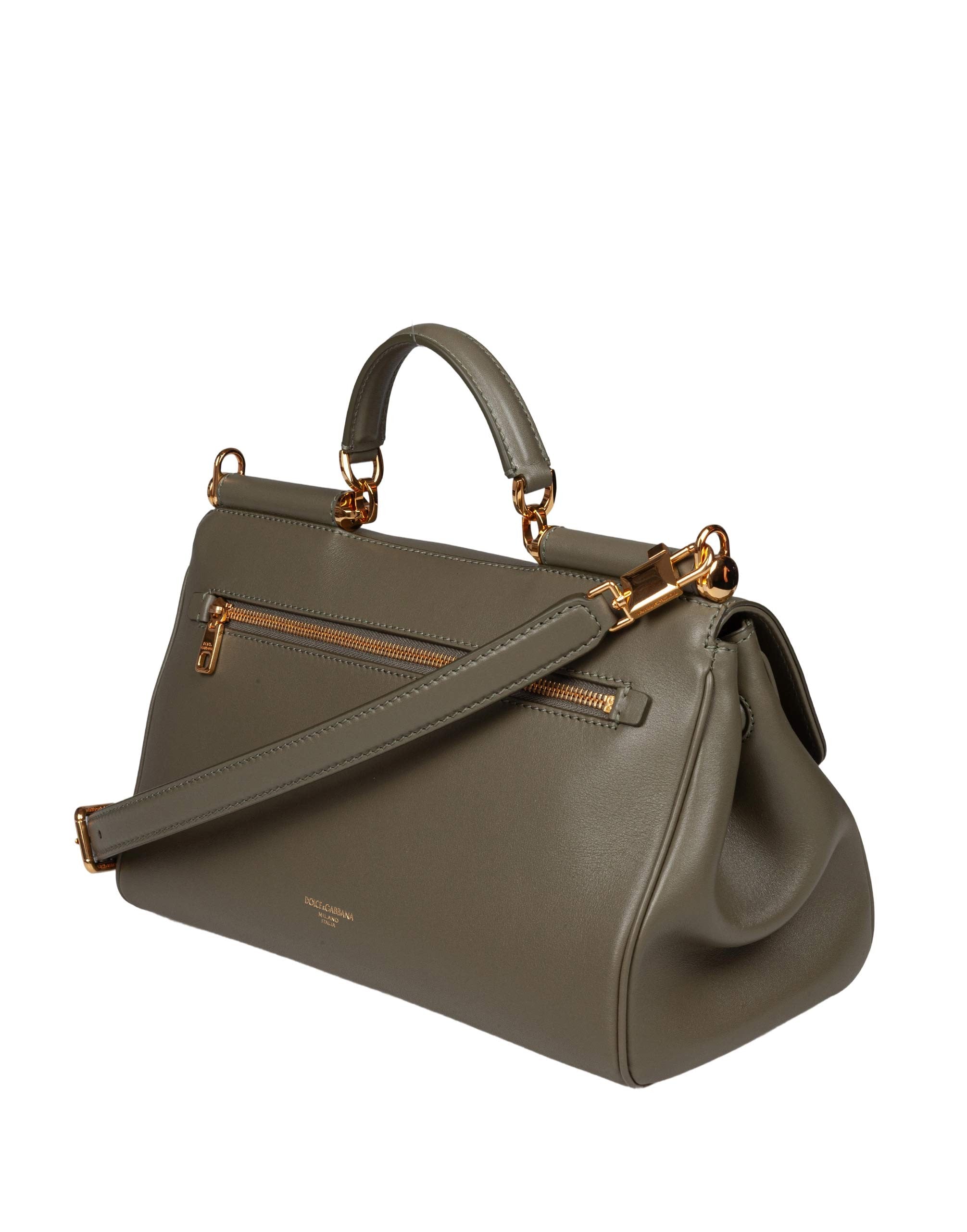 DOLCE & GABBANA VINTAGE MY SICILY CARAMEL LEATHER BAG