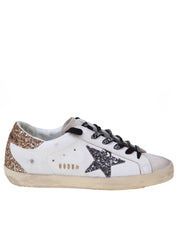 GOLDEN GOOSE SUPER STAR SNEAKERS IN PELLE CON STELLA IN GLITTER