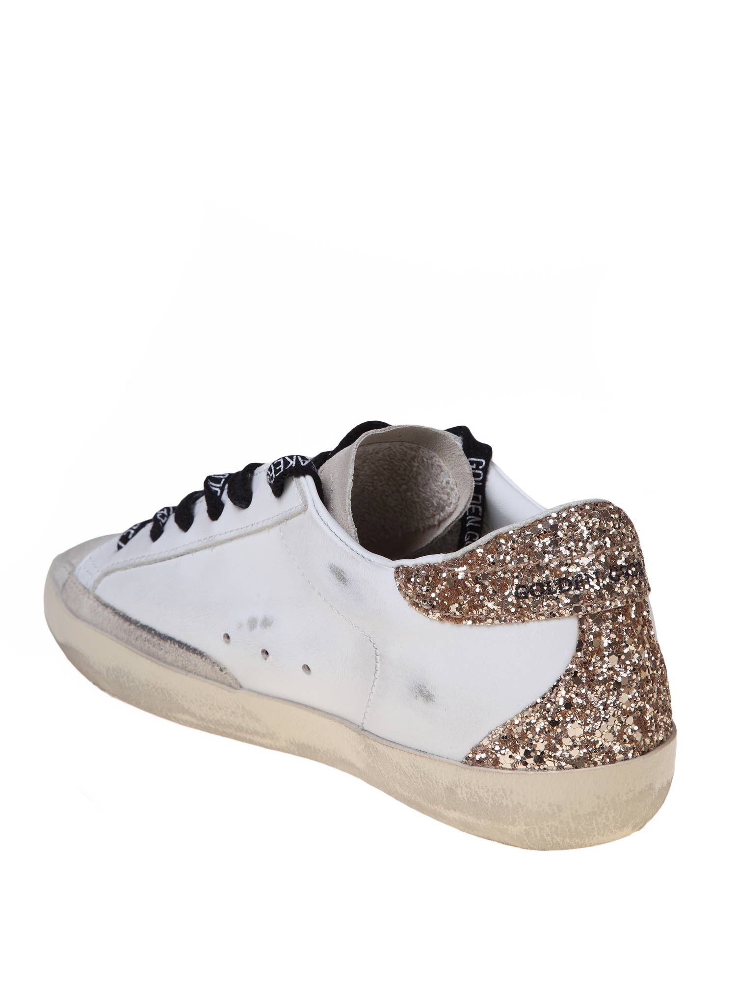 GOLDEN GOOSE SUPER STAR SNEAKERS IN PELLE CON STELLA IN GLITTER