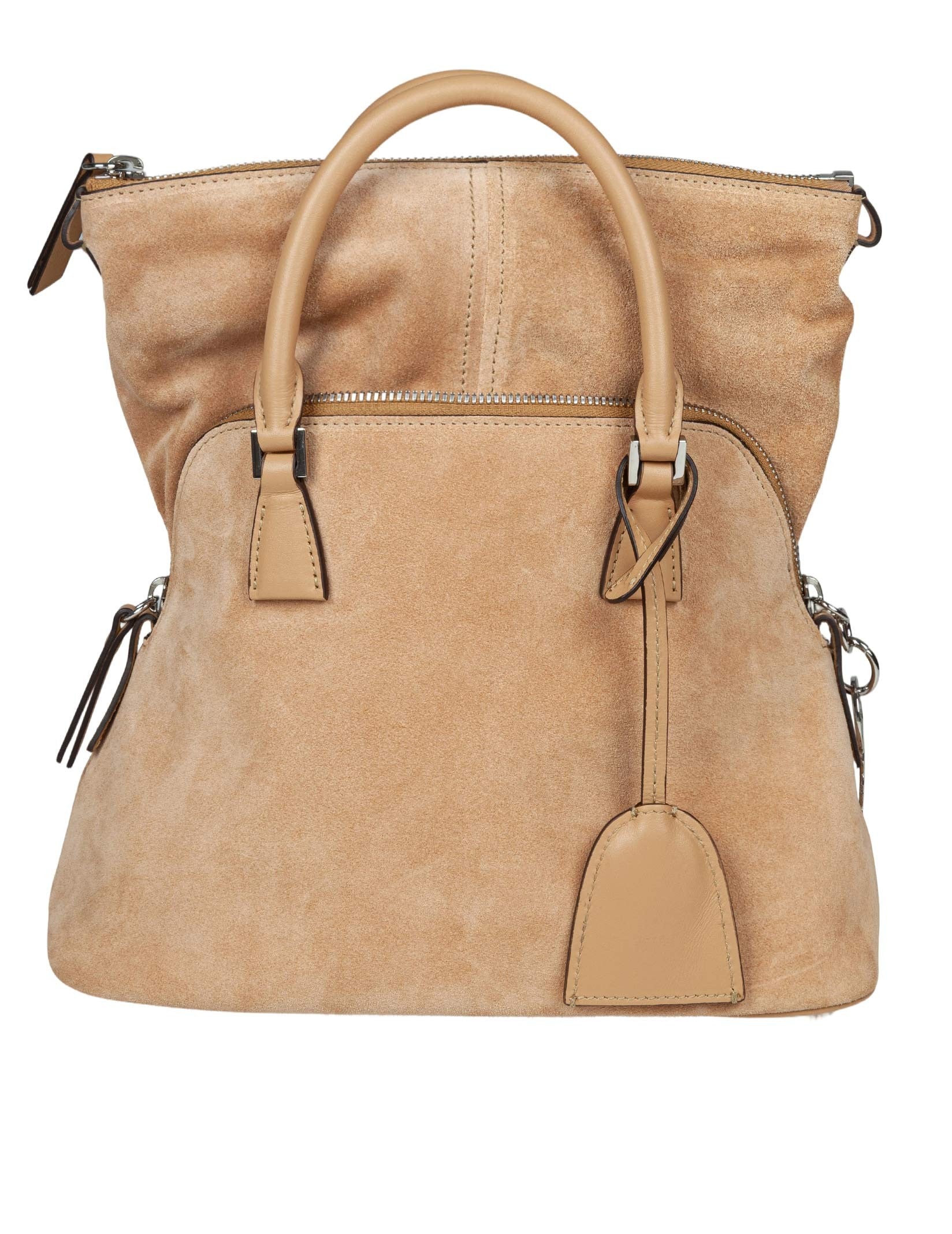 MAISON MARGIELA BORSA A MANO 5AC SOFT MINI IN PELLE SCAMOSCIATA COLORE NATURALE