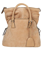 MAISON MARGIELA BORSA A MANO 5AC SOFT MINI IN PELLE SCAMOSCIATA COLORE NATURALE
