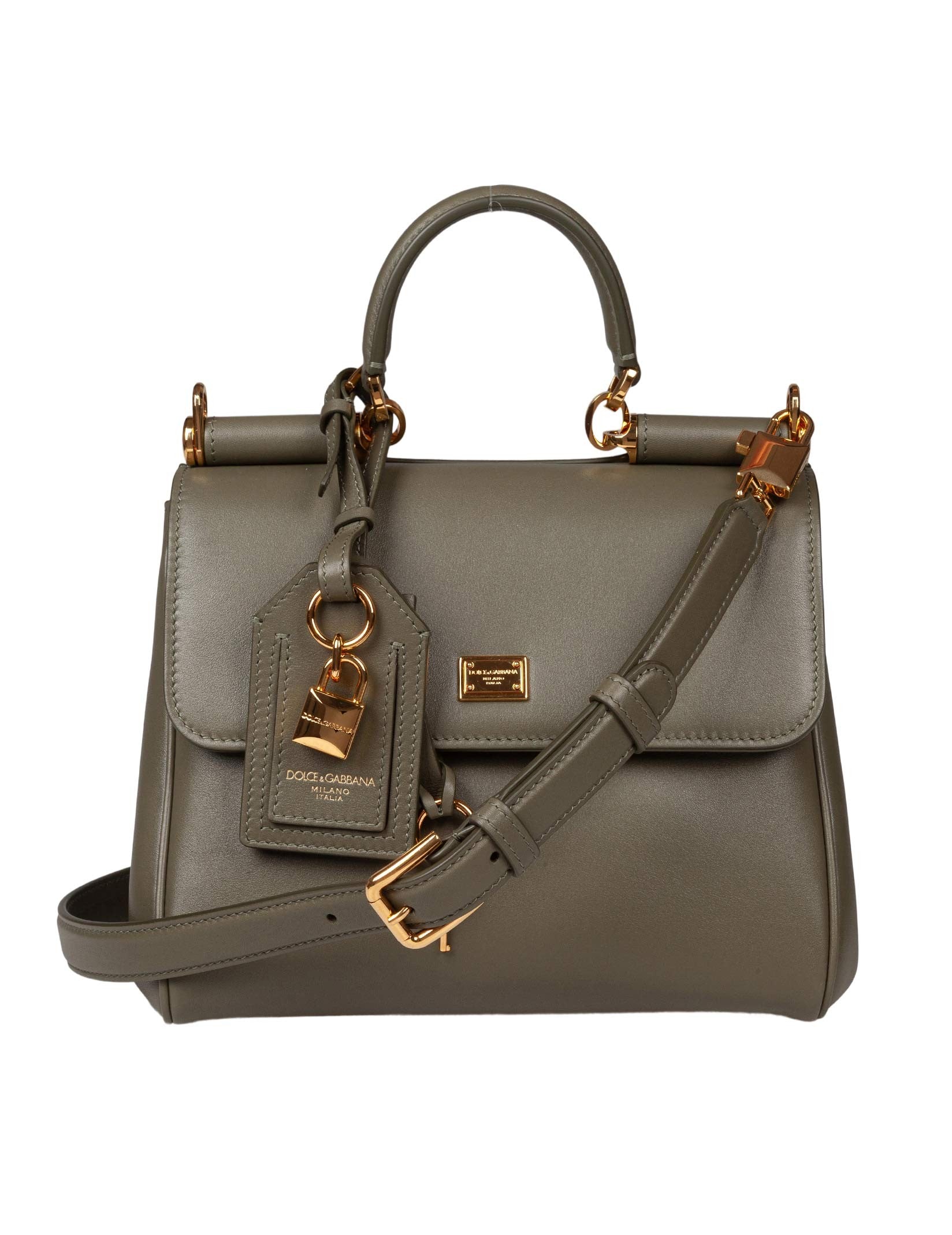 DOLCE & GABBANA MY SICILY LEATHER HANDBAG IN GREEN