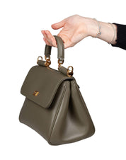 DOLCE & GABBANA MY SICILY LEATHER HANDBAG IN GREEN