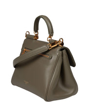 DOLCE & GABBANA MY SICILY LEATHER HANDBAG IN GREEN