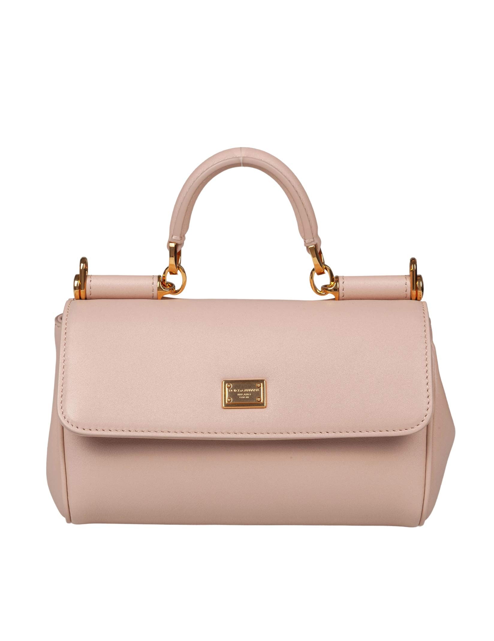 DOLCE E GABBANA BORSA A MANO SICILY IN PELLE COLORE NUDO