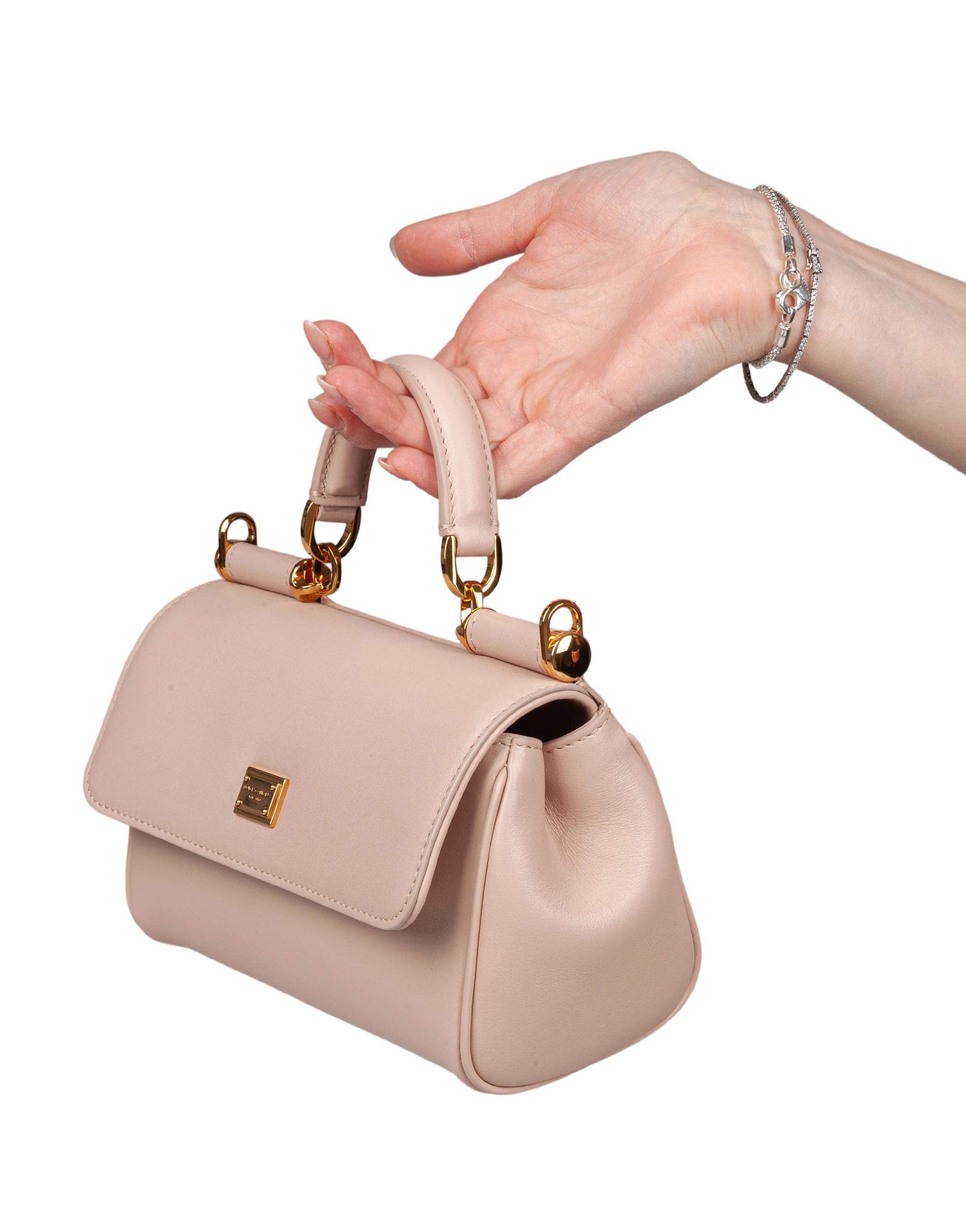 DOLCE E GABBANA BORSA A MANO SICILY IN PELLE COLORE NUDO