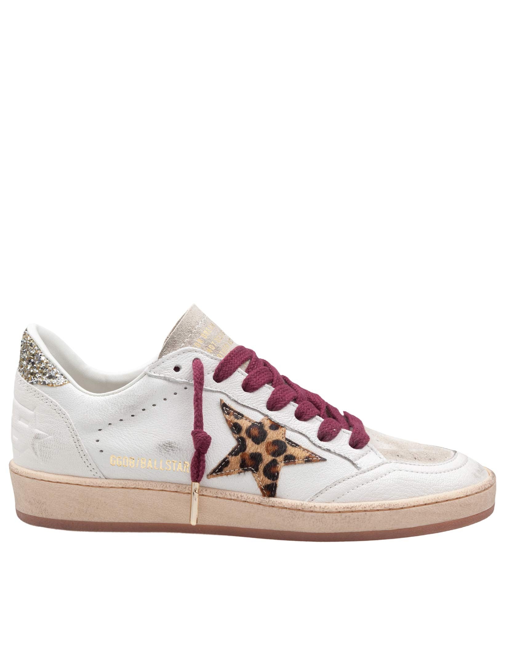 GOLDEN GOOSE SNEAKERS BALLSTAR IN PELLE E CAMOSCIO COLROE BIANCO E CAVALLINO