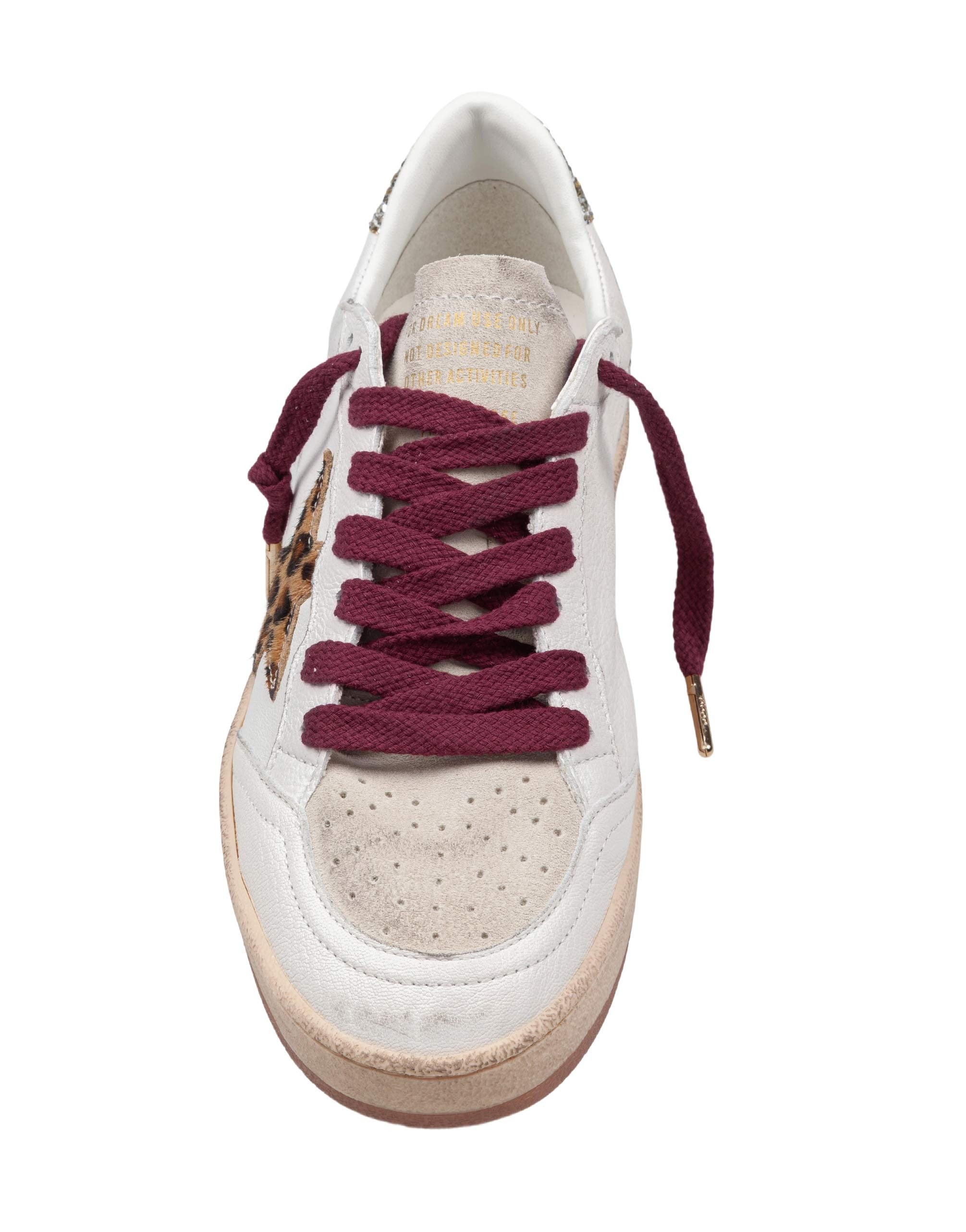 GOLDEN GOOSE SNEAKERS BALLSTAR IN PELLE E CAMOSCIO COLROE BIANCO E CAVALLINO