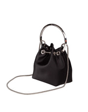JIMMY CHOO BORSA A MANO BON BON FUQ IN RASO COLORE NERO