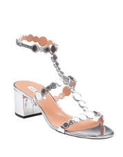 AQUAZZURRA SANDAL 50 IN MIRROR LEATHER, COLOR SILVER