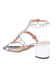 AQUAZZURRA SANDAL 50 IN MIRROR LEATHER, COLOR SILVER