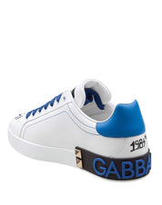 DOLCE & GABBANA PORTOFINO LEATHER SNEAKER WITH CONTRASTING GRAFFITI