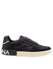 DOLCE & GABBANA SNEAKER PORTOFINO IN NYLON E CROSTA COLORE NERO