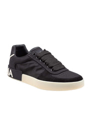 DOLCE & GABBANA SNEAKER PORTOFINO IN NYLON E CROSTA COLORE NERO